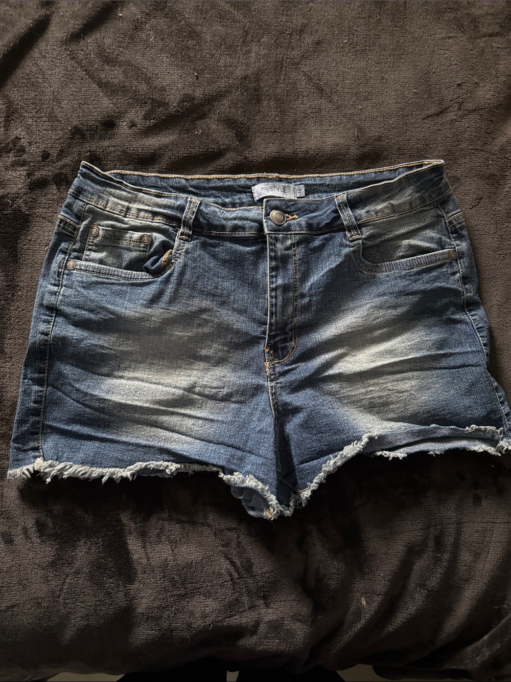 Stylish Frayed Hem Denim Shorts in Blue